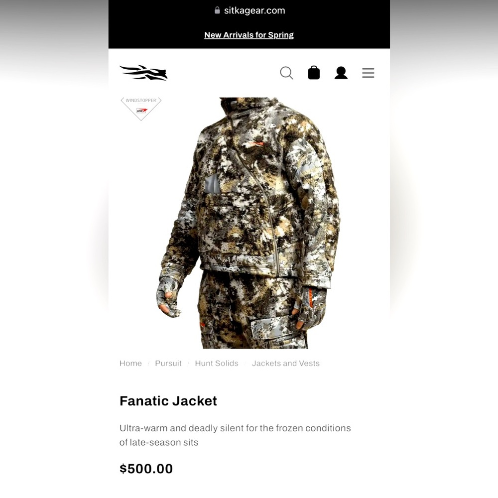 Sitka Fanatic Jacket - Men's Hunting Jacket in Optifade Elevated II - Picture 5 of 11
